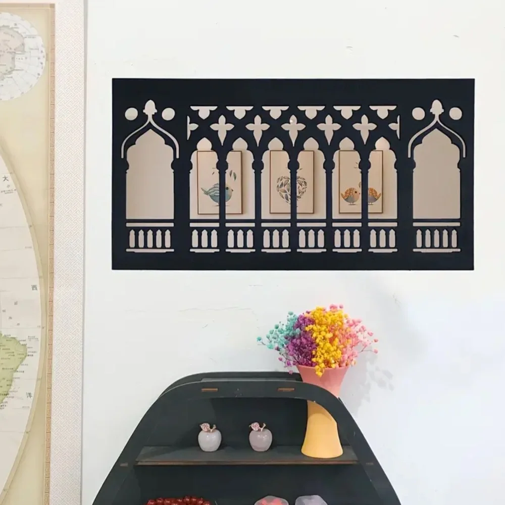 NEW! Black Classic Wooden Venetian Rectangular Gothic Cathedral Mirror!